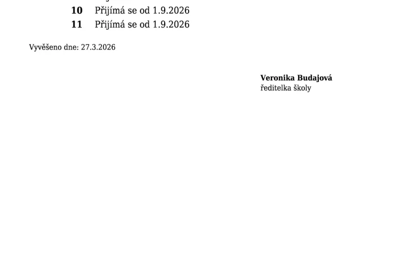 Seznam přijatých dětí na školní rok 2026/2027