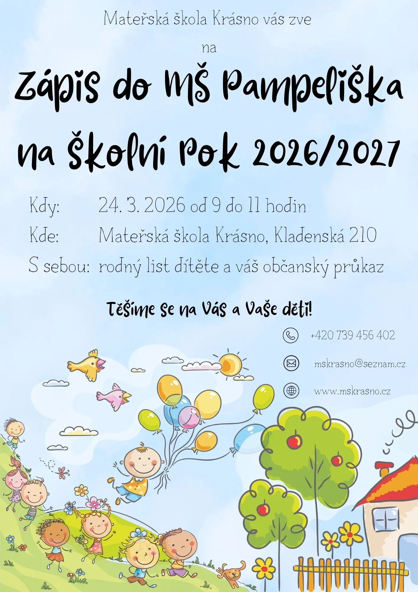 Zápis do MŠ Pampeliška na školní rok 2026/2027